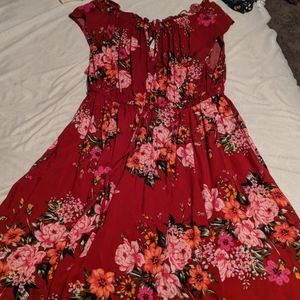 Torrid Red Floral Key Hole Dress